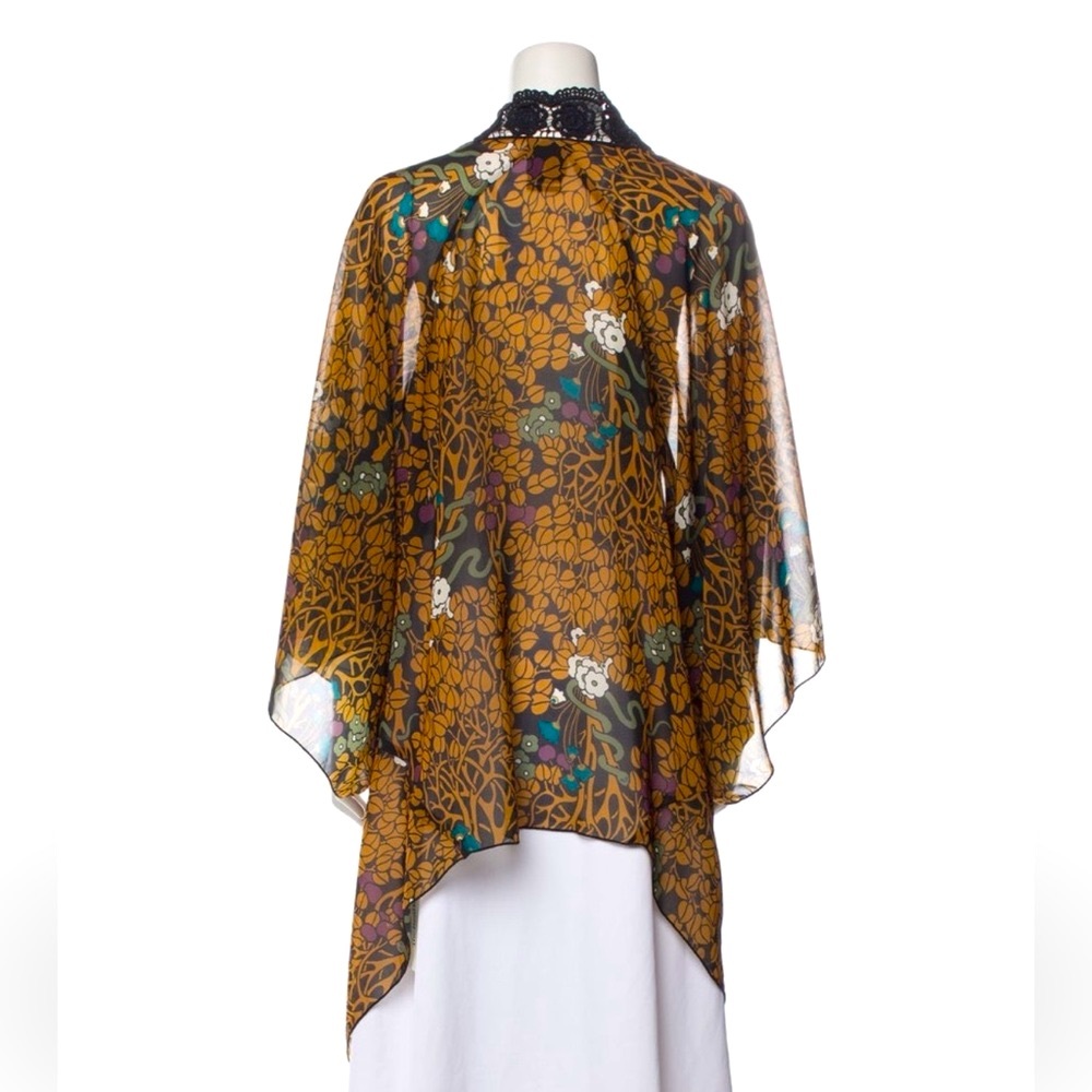 ANNA SUI Garden of Eden Snake & Apple Tree BOHO Kimono Robe Black Lace M/L NEW! - Picture 4 of 7